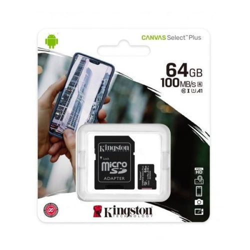 Kingston 64GB micSDXC Canvas Select Plus 100R A1 C10 Card+ADP (SDCS2/64GBCR)