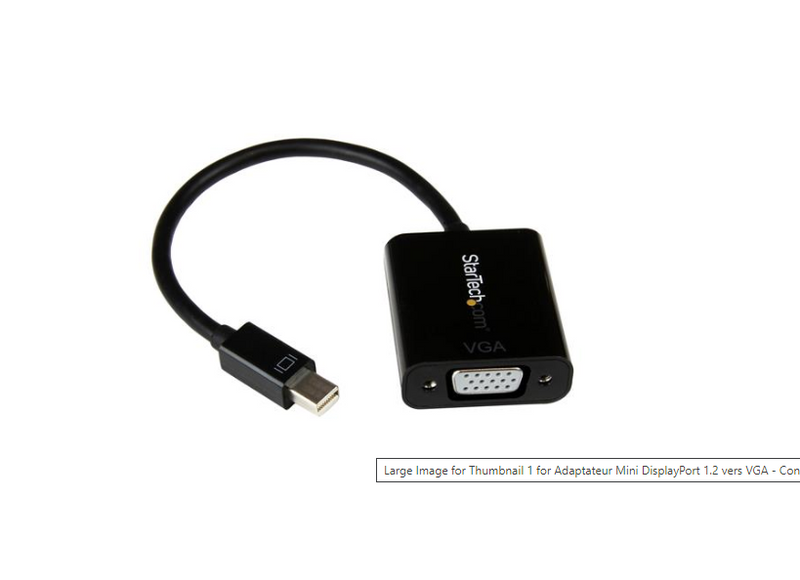 Adaptateur Mini DisplayPort 1.2 vers VGA - Convertisseur Mini DP vers VGA 1920 x 1200 - Noir