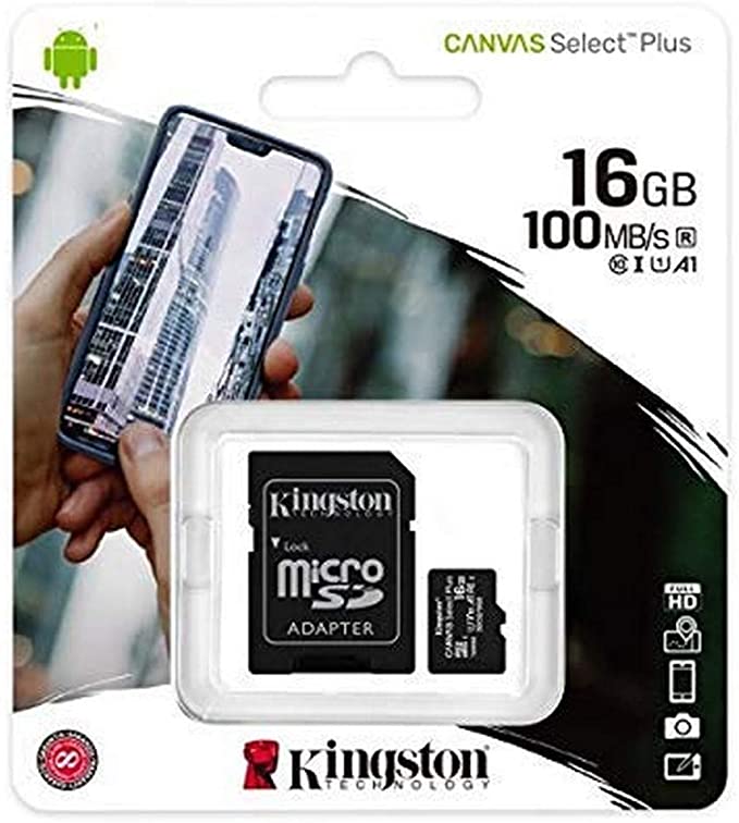 Kingston microSDHC 16GB Canvas Select Plus Carte MicroSD + adaptateur de carte SD (SDCS2)